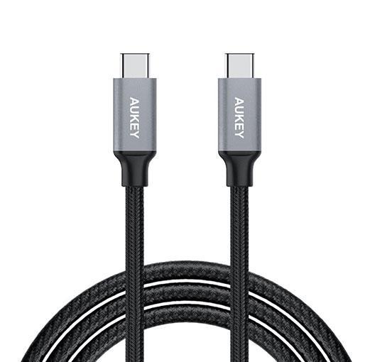 AUKEY CD5G USB 2.0 USB-C to USB-C 1 Meter Cable-Gray - كابل